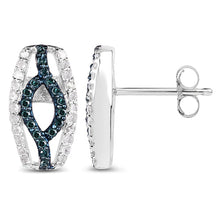 Load image into Gallery viewer, 0.42 Carat Genuine Blue Diamond & White Diamond .925 Sterling Silver Earrings