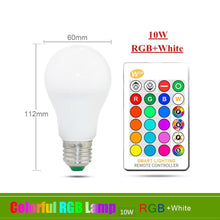 Load image into Gallery viewer, E27 RGB Led Bulb 5W 10W 15W Dimmable 16 Color Changing Magic Bulb GU10 8W AC 220V 110V RGB White IR Remote Control Night Light LED Light Bulb, Color Changing Light Bulb with Remote