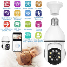 Load image into Gallery viewer, E27 WiFi Bulb Camera 1080P FHD WiFi IP Pan Tilt Security Surveillance Camera with Two-Way Audio Full Color Night Vision