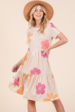 Load image into Gallery viewer, New Floral Round Neck Short Sleeve Tiered Dress For Women–Flowy, Feminine & Perfect for Summer