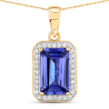Load image into Gallery viewer, 2.15 Carat Genuine Tanzanite and White Diamond 14K Yellow Gold Pendant