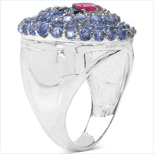 Load image into Gallery viewer, 3.31 Carat Genuine London Blue Topaz , Ruby & Tanzanite .925 Sterling Silver Ring
