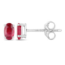 Load image into Gallery viewer, 0.54 Carat Genuine Ruby 14K White Gold Earrings