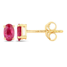 Load image into Gallery viewer, 0.54 Carat Genuine Ruby 14K Yellow Gold Earrings