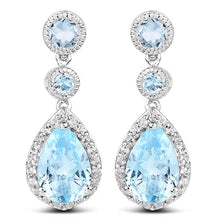 Load image into Gallery viewer, 9.46 Carat Genuine Blue Topaz & White Topaz .925 Sterling Silver Earrings