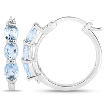 Load image into Gallery viewer, 1.75 Carat Genuine Aquamarine and White Diamond .925 Sterling Silver Earrings