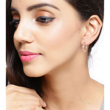 Load image into Gallery viewer, 1.63 Carat Genuine Morganite and White Diamond .925 Sterling Silver Earrings