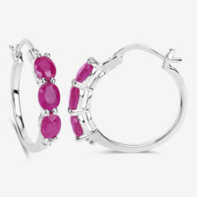Load image into Gallery viewer, 1.81 Carat Genuine Ruby and White Diamond .925 Sterling Silver Earrings