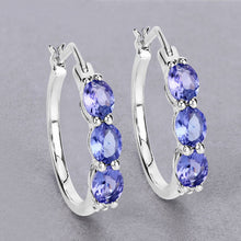 Load image into Gallery viewer, 1.99 Carat Genuine Tanzanite and White Diamond .925 Sterling Silver Earrings
