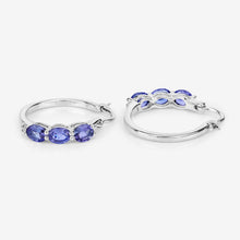 Load image into Gallery viewer, 1.99 Carat Genuine Tanzanite and White Diamond .925 Sterling Silver Earrings