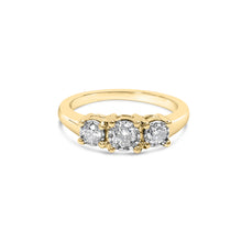Load image into Gallery viewer, 10K Yellow Gold 1/2 Cttw Miracle Set Round Diamond Three Stone Illusion Plate Ring (I-J Color, I2-I3 Clarity) - Size 7