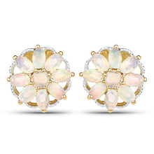 Load image into Gallery viewer, 14K Yellow Gold Plated 2.70 Carat Genuine Ethiopian Opal .925 Sterling Silver Earrings