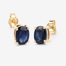 Load image into Gallery viewer, 1.90 Carat Genuine Blue Sapphire 10K Yellow Gold Earrings