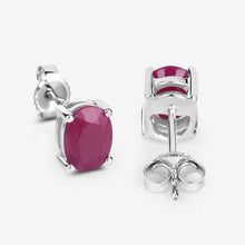 Load image into Gallery viewer, 1.70 Carat Genuine Ruby 10K White Gold Earrings
