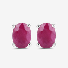 Load image into Gallery viewer, 1.70 Carat Genuine Ruby 10K White Gold Earrings