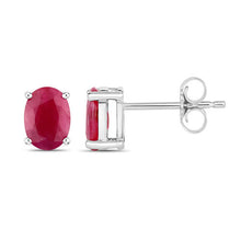 Load image into Gallery viewer, 1.70 Carat Genuine Ruby 10K White Gold Earrings