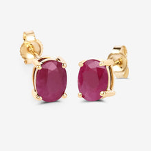 Load image into Gallery viewer, 1.70 Carat Genuine Ruby 10K Yellow Gold Earrings
