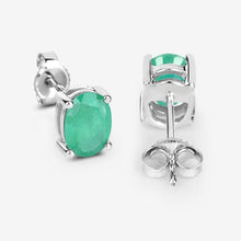 Load image into Gallery viewer, 1.44 Carat Genuine Zambian Emerald 10K White Gold Earrings