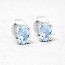 Load image into Gallery viewer, 0.72 Carat Genuine Aquamarine .925 Sterling Silver Earrings