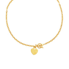 Load image into Gallery viewer, Toggle Necklace with Heart Charm in 14k Yellow Gold