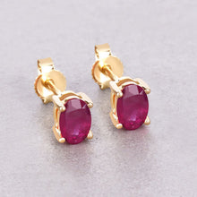 Load image into Gallery viewer, 1.04 Carat Genuine Ruby 10K Yellow Gold Earrings