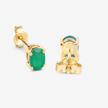 Load image into Gallery viewer, 0.88 Carat Genuine Zambian Emerald 10K Yellow Gold Earrings