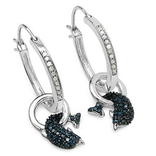 Load image into Gallery viewer, 0.54 Carat Genuine Blue Diamond and White Diamond .925 Sterling Silver Earrings