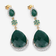 Load image into Gallery viewer, 22.70 Carat Dyed Emerald and White Topaz .925 Sterling Silver Earrings