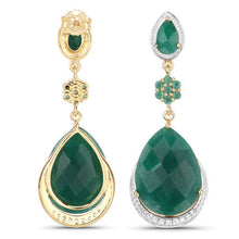 Load image into Gallery viewer, 22.70 Carat Dyed Emerald and White Topaz .925 Sterling Silver Earrings