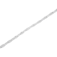 Load image into Gallery viewer, 14K White Gold 2-1/2 Cttw Round-Brilliant & Baguette Cut Diamond 7" Alternating Flared Links Tennis Bracelet (H-I Color, SI1-SI2 Clarity)