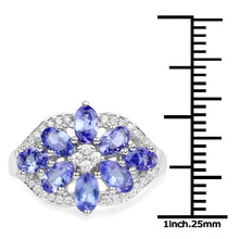 Load image into Gallery viewer, 2.27 Carat Genuine Tanzanite and White Zircon .925 Sterling Silver Ring