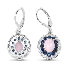 Load image into Gallery viewer, 4.00 Carat Genuine Opal Pink, Blue Sapphire and White Topaz .925 Sterling Silver Earrings