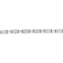 Load image into Gallery viewer, 14K White Gold 2.0 Cttw Princess Cut Invisible Set Diamond Rectangular Link Bracelet (I-J Color, I1-I2 Clarity) - 7.25"