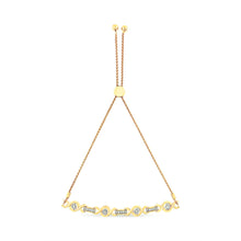 Load image into Gallery viewer, 14K Yellow Gold Plated .925 Sterling Silver Channel Set Diamond Accent Twist 4â€-10†Adjustable Bolo Bracelet (I-J Color, I3 Clarity)
