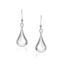Load image into Gallery viewer, Sterling Silver Long Teardrop Shape Puff Drop Earrings