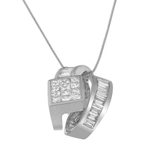 Load image into Gallery viewer, 14K White Gold 2 cttw Princess and Baguette Cut Diamond Double Loop Pendant Necklace (G-H, VS1-VS2)