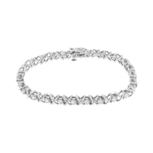 Load image into Gallery viewer, .925 Sterling Silver 1 cttw Brilliant Round-Cut Diamond "X" Link Bracelet (I-J Clarity, I2-I3 Color) - Size 7"
