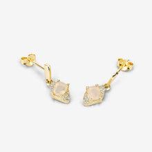 Load image into Gallery viewer, 0.57 Carat Genuine Ethiopian Opal and White Diamond 14K Yellow Gold Earrings