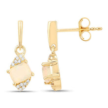 Load image into Gallery viewer, 0.57 Carat Genuine Ethiopian Opal and White Diamond 14K Yellow Gold Earrings