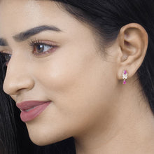 Load image into Gallery viewer, 1.12 Carat Genuine Ruby and White Diamond 14K Yellow Gold Earrings