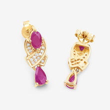 Load image into Gallery viewer, 1.12 Carat Genuine Ruby and White Diamond 14K Yellow Gold Earrings