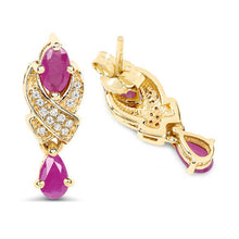 Load image into Gallery viewer, 1.12 Carat Genuine Ruby and White Diamond 14K Yellow Gold Earrings