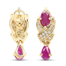 Load image into Gallery viewer, 1.12 Carat Genuine Ruby and White Diamond 14K Yellow Gold Earrings