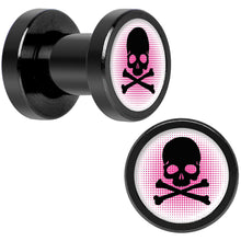 Load image into Gallery viewer, Pink Black Skull Black Anodized Screw Fit Plug Set 4G