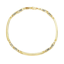 Load image into Gallery viewer, 14k Two-Tone Gold Fancy Bar Style Men's Bracelet with Curved Connectors