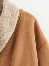 Load image into Gallery viewer, Fuzzy Collared Neck Long Sleeve Jacket with Buttoned Closure and Cozy Pockets