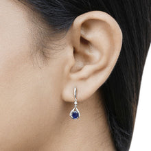 Load image into Gallery viewer, 0.86 Carat Genuine Blue Sapphire and White Diamond 14K White Gold Earrings
