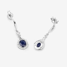 Load image into Gallery viewer, 0.86 Carat Genuine Blue Sapphire and White Diamond 14K White Gold Earrings