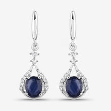 Load image into Gallery viewer, 0.86 Carat Genuine Blue Sapphire and White Diamond 14K White Gold Earrings