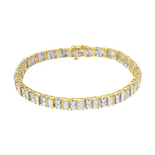Load image into Gallery viewer, 10K Yellow Gold 4.0 Cttw Alternating Baguette & Round Cut Diamond Bezel- & Prong-Set 7" Tennis Bracelet (G-H Color, SI1-SI2 Clarity)